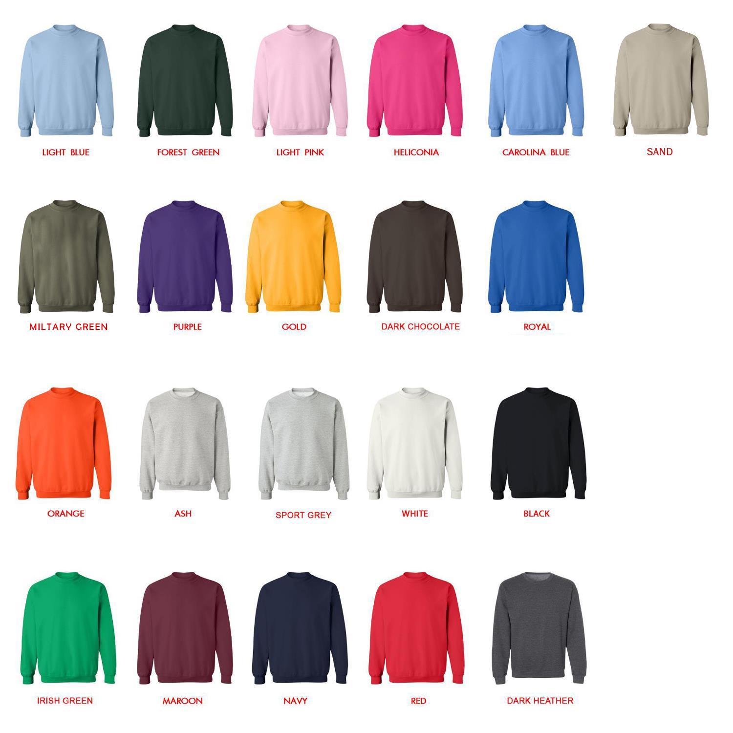 sweatshirt color chart - Rainbow Brite Store