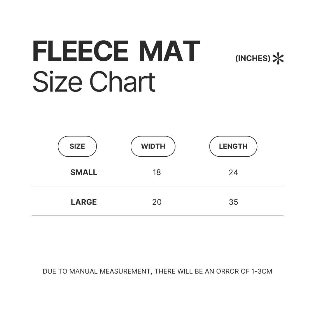 Fleece Mat Size Chart - Rainbow Brite Store
