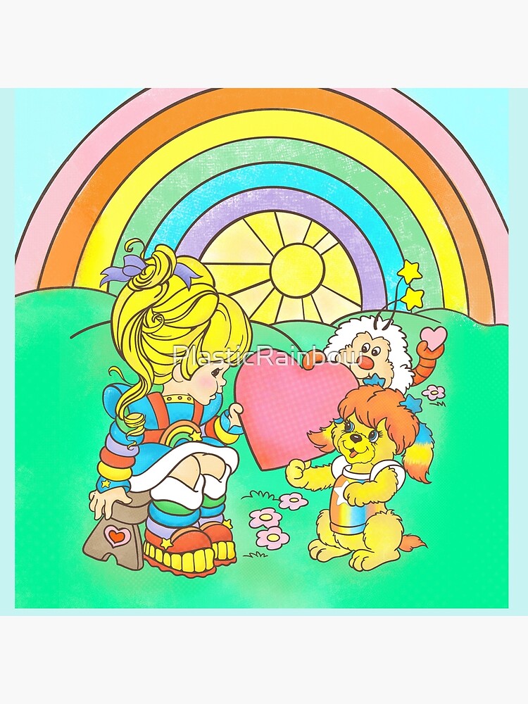80s Rainbow Girl Puppy Brite Valentine Tapestry - Image 2