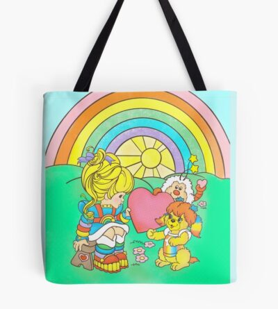 80s Rainbow Girl Puppy Brite Valentine Tote Bag