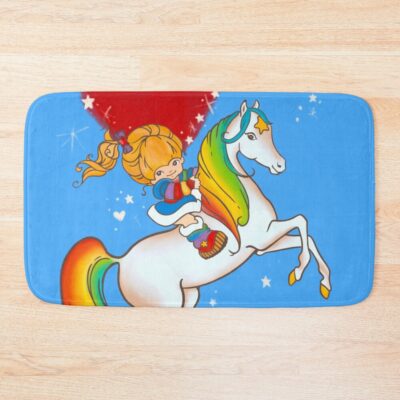 Rainbow Horse And Girl Valentine With Heart Bath Mat