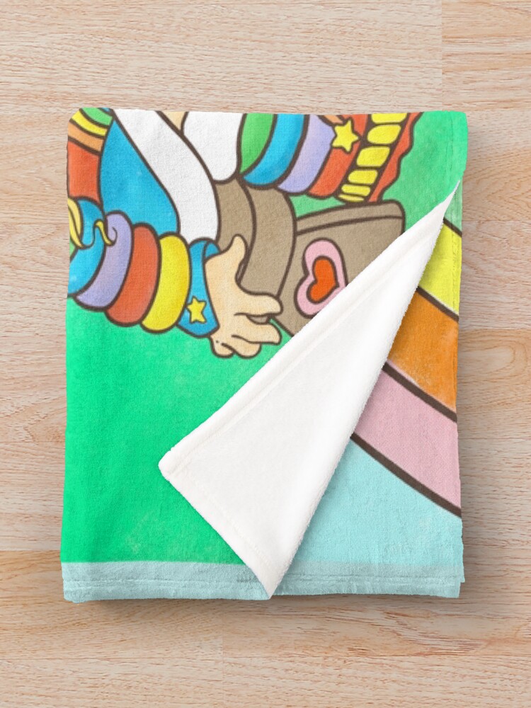 80s Rainbow Girl Puppy Brite Valentine Throw Blanket - Image 2