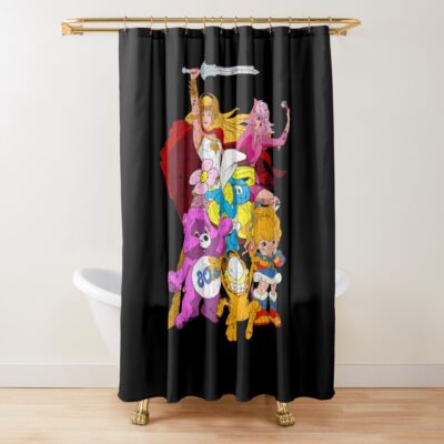 Rainboe Brite 80s Cartoons Shower Curtain